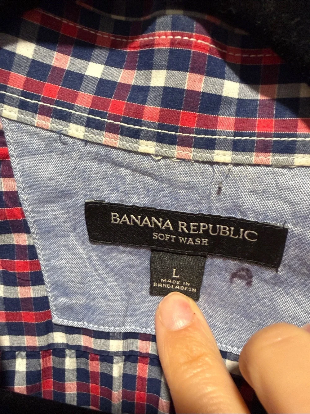 Banana Republic Men's Pink and Blue Plaid Dress Shirt